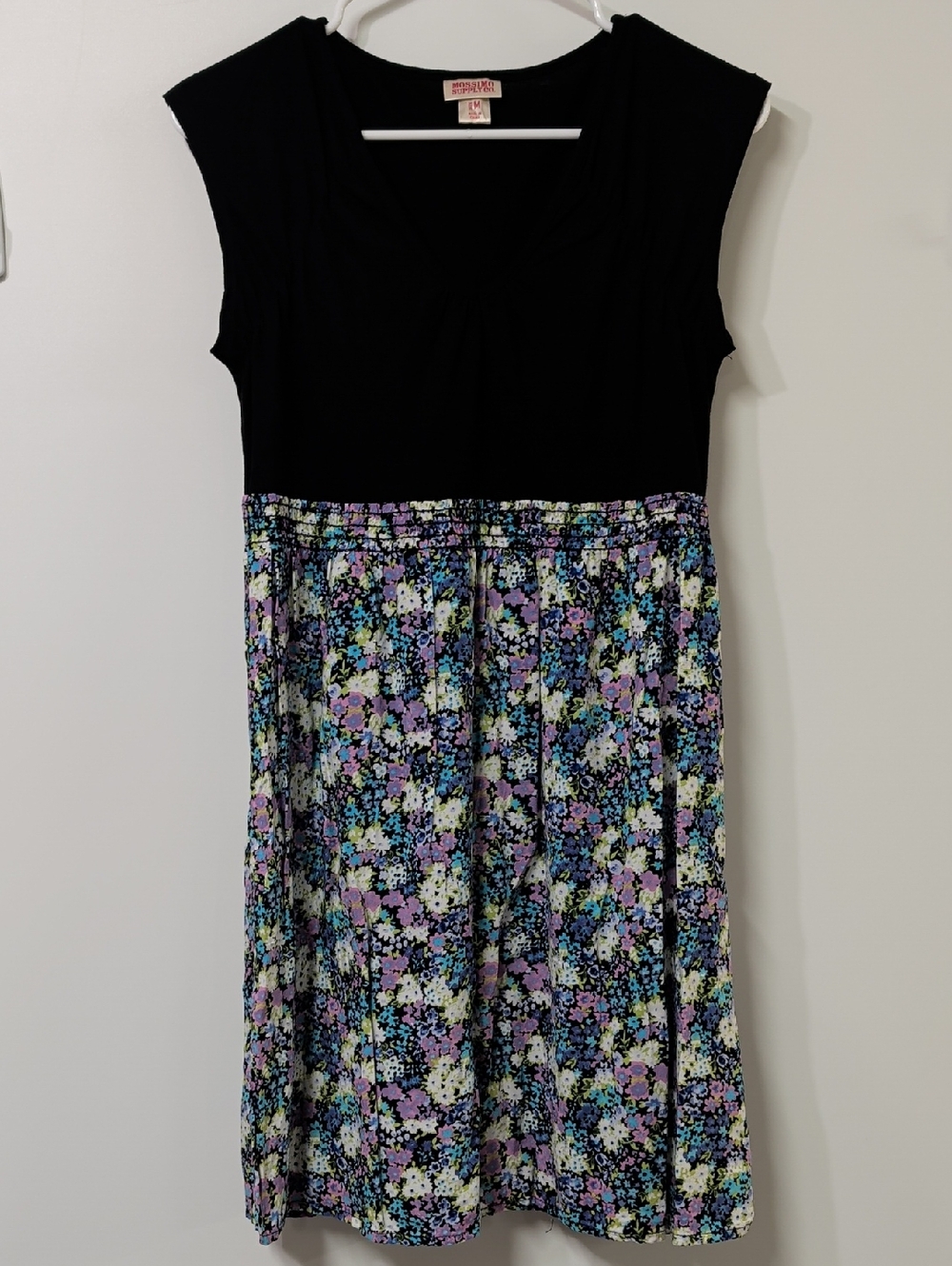 Mossimo Supply Co. Black Multi Floral Fit & Flare Mini Dress Size Medium